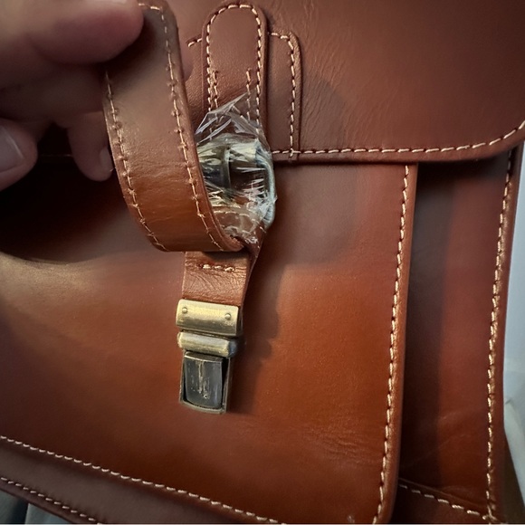 The Real Leather Company NWOT briefcase bag with gold hardware. Brown leather - Picture 2 of 8